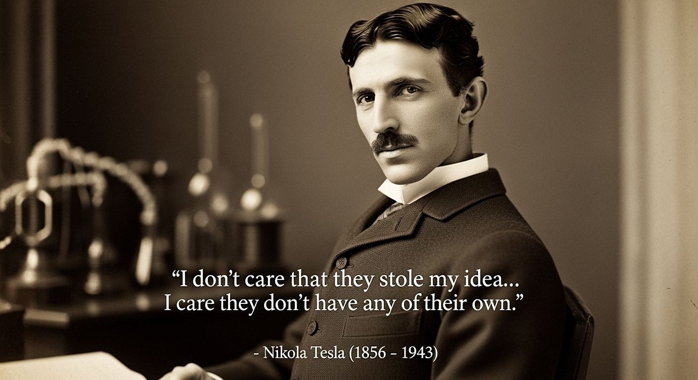 Vintage Portrait of Nikola Tesla in Sepia Tones