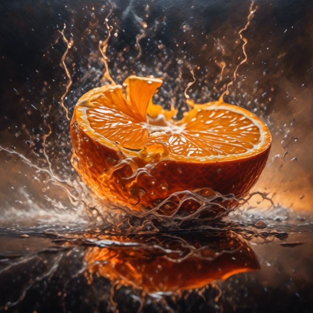 Dramatic Oil Painting of Orange Essence Release