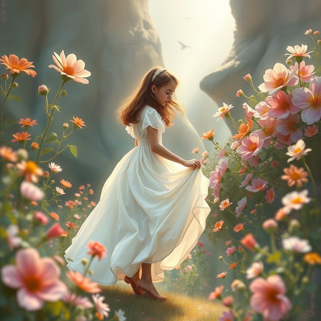 Whimsical Fairy Tale Scene in Dreamy Watercolor Style