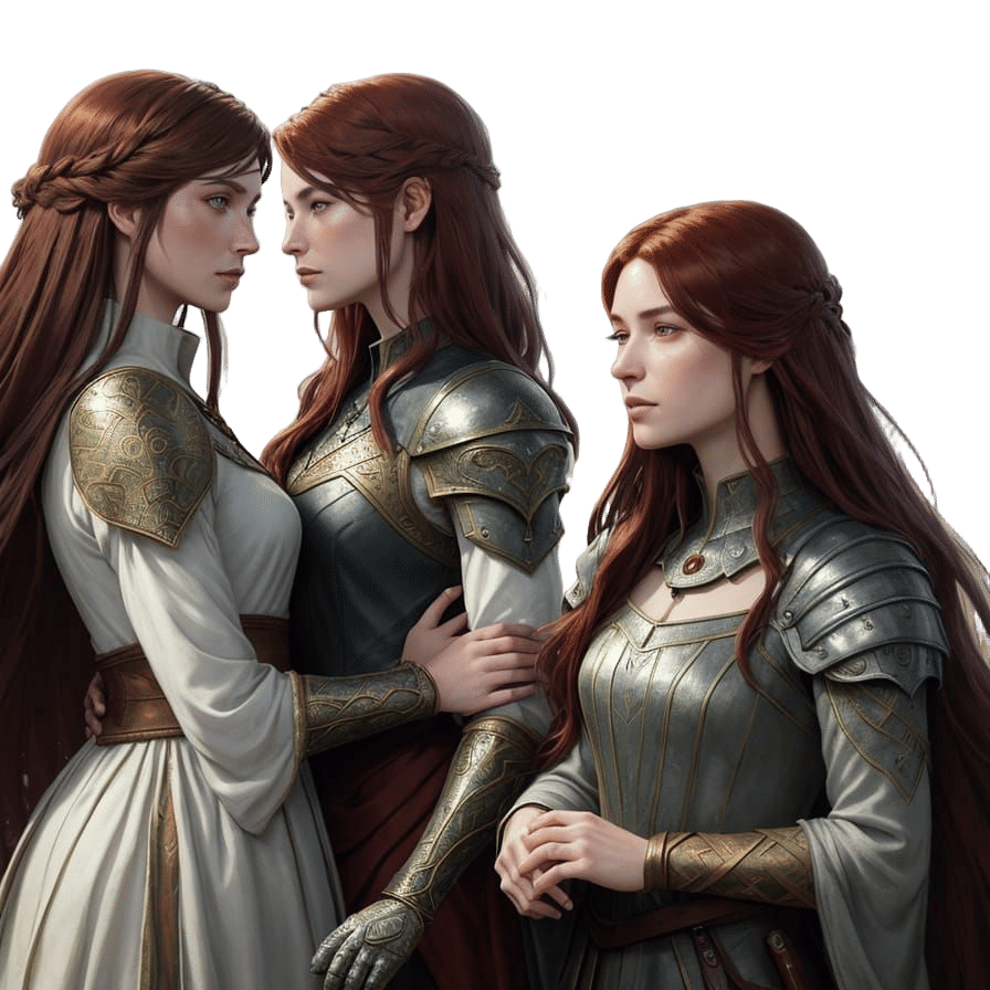 Medieval Princesses Kissing in Elegant Gowns