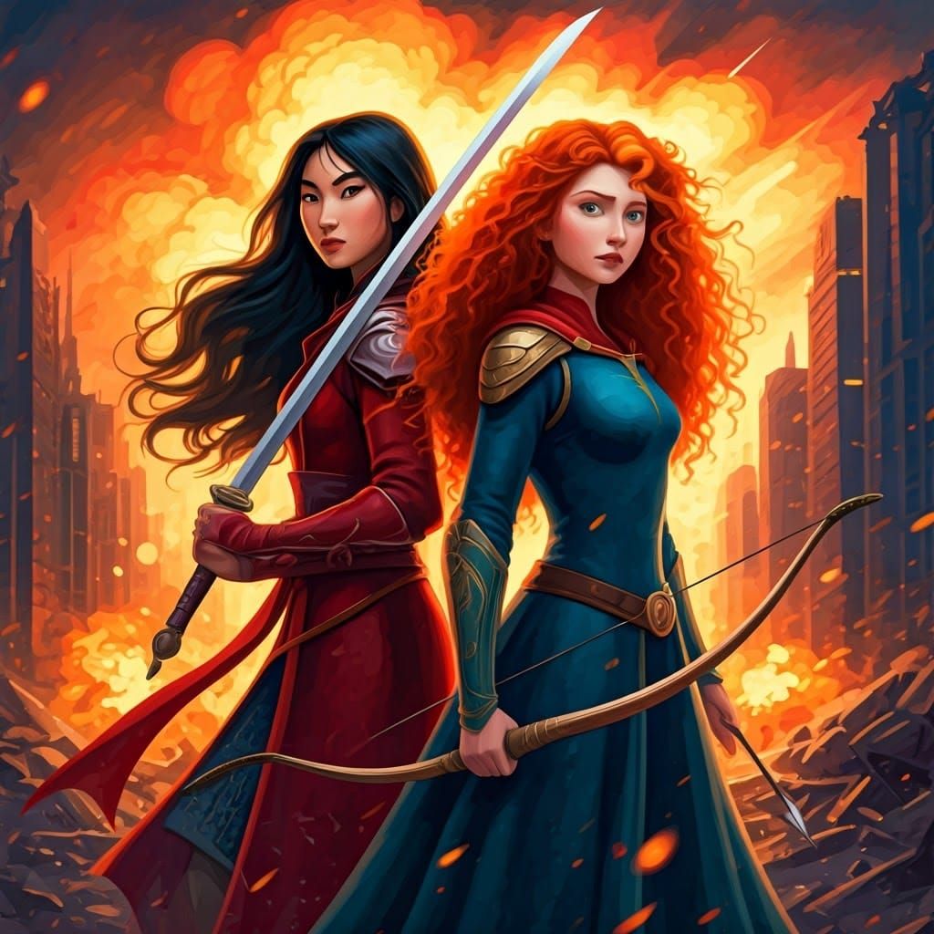 Mulan and Merida: Superhero City Defense