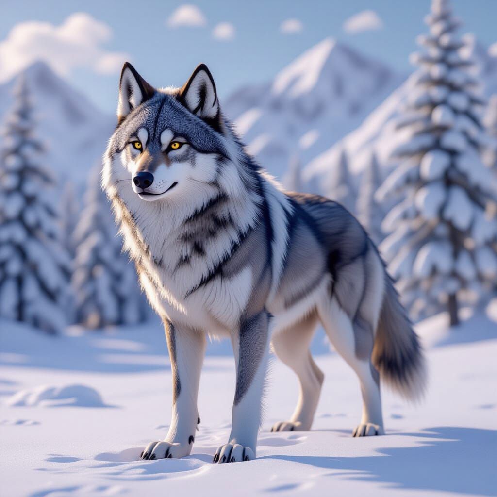 Detailed Dire Wolf in 3D Anime Art