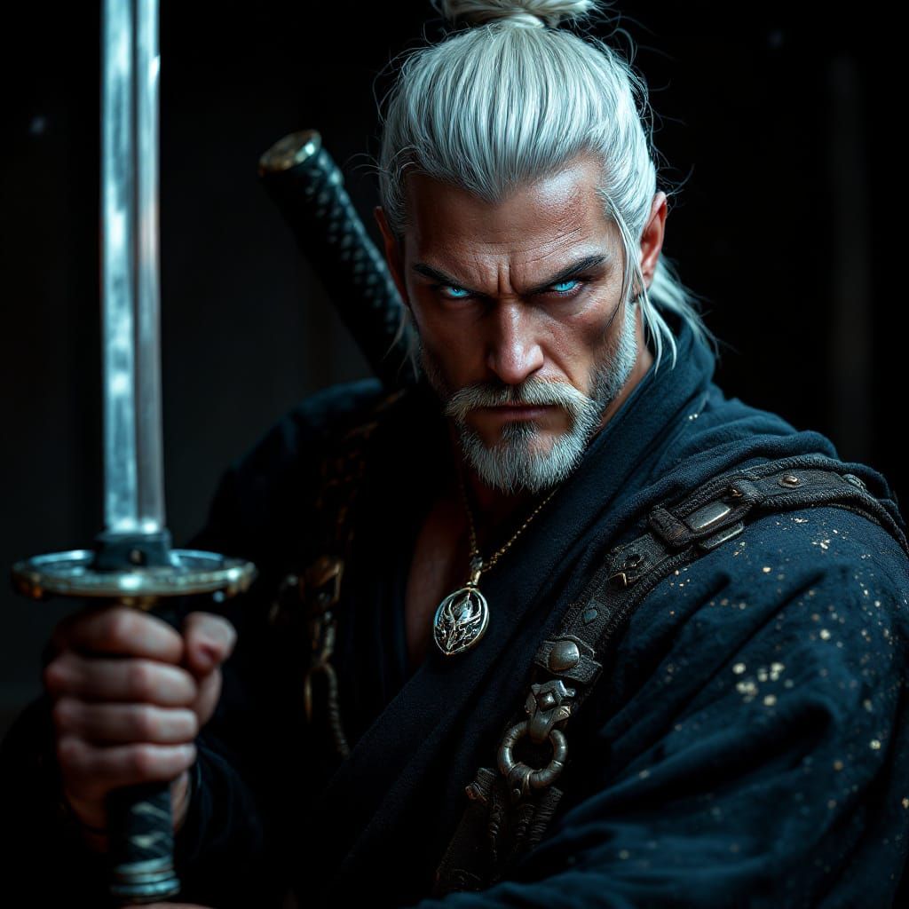 Hyperrealistic Samurai Warrior with Katana and Wakizashi