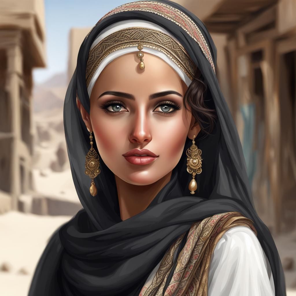 Realistic Portrait of a Beautiful Yemeni Woman