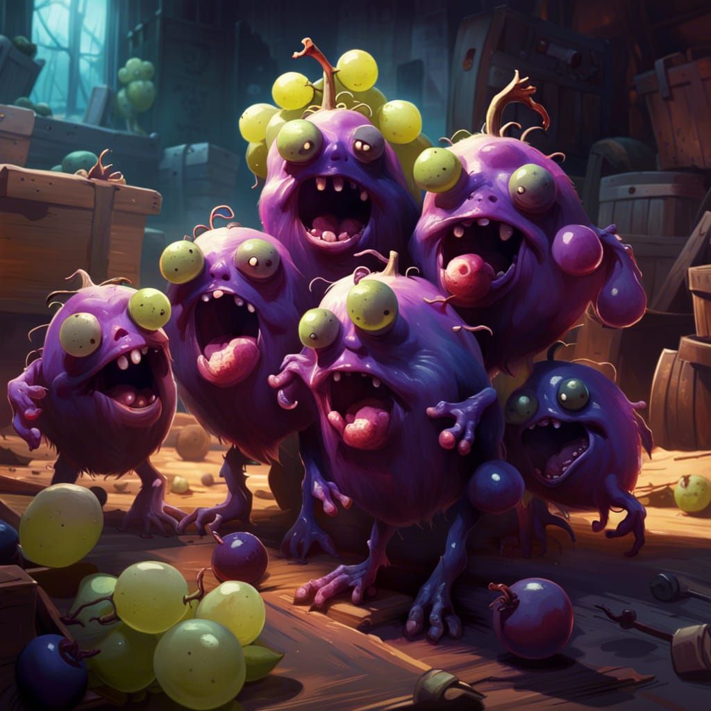 Zombie Grapes in Photorealistic Cell-Shaded Style