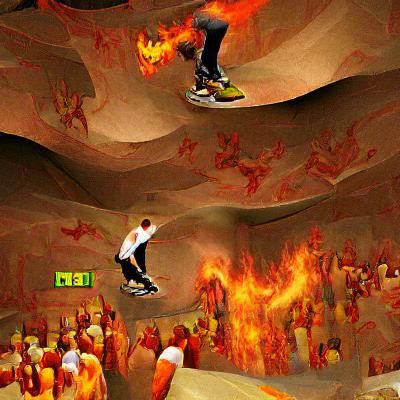 Tony Hawk Skating in Hellscape