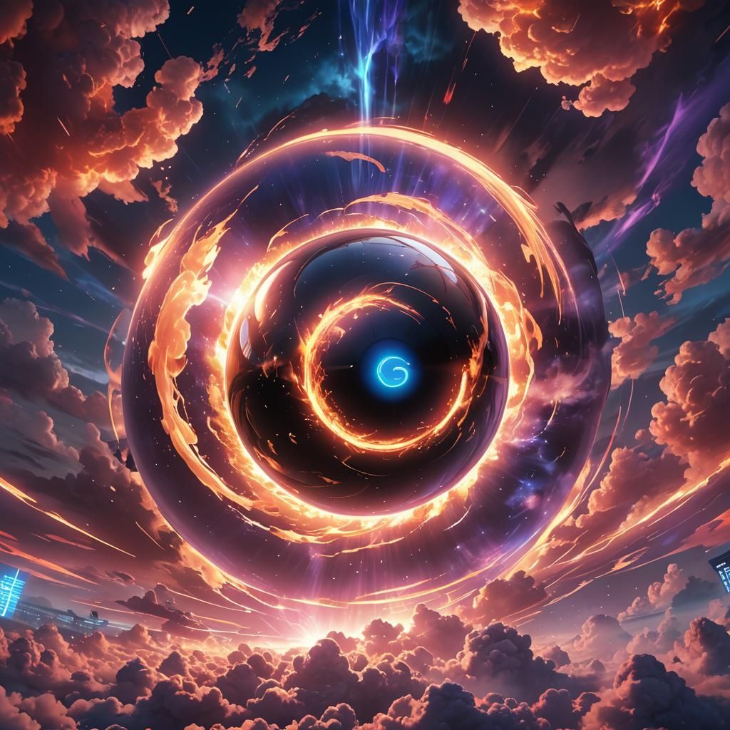 Giant Magic 8 Ball Radiating Heat: Anime Style