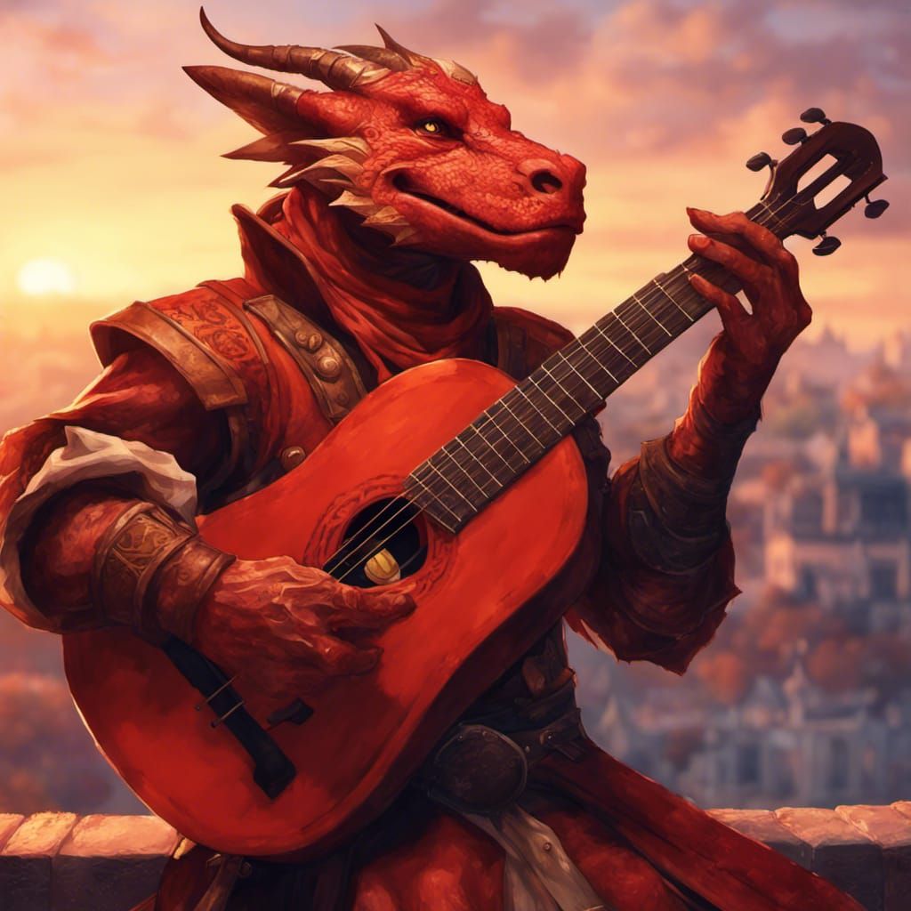 Dragonborn Bard Sings Love Songs at Sunset
