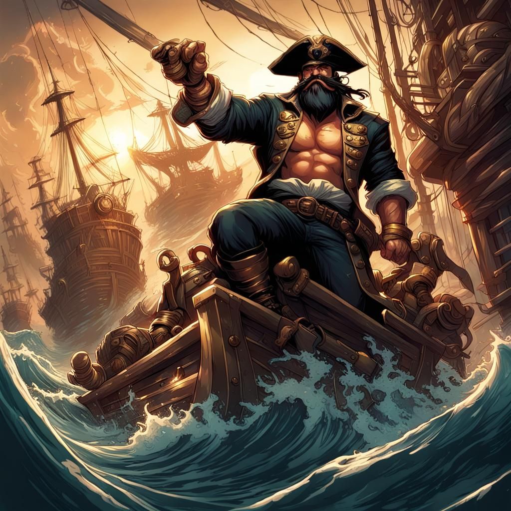 Gangplank from League of Legends in Comic Book Art