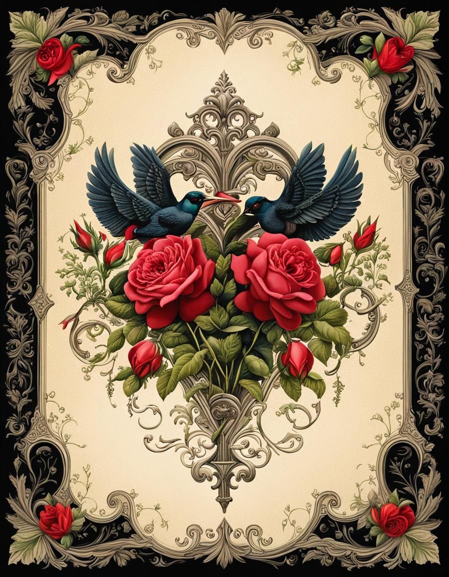 Vintage Valentine Stationery with Victorian Gothic Design