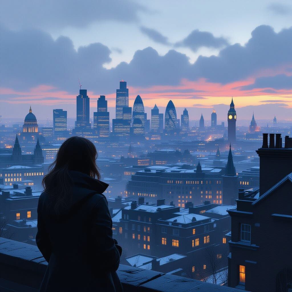 Photorealistic London Vista in Simon Stalenhag Style