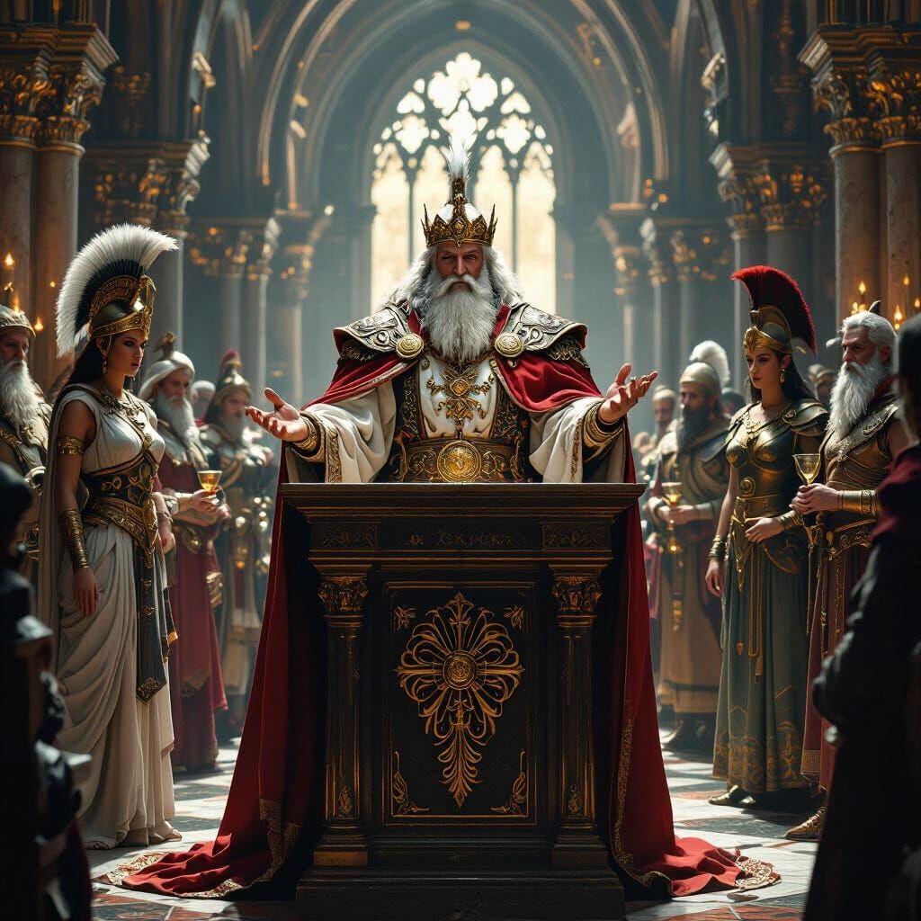 Zeus as Pope in Hidden Gothic Cathedral