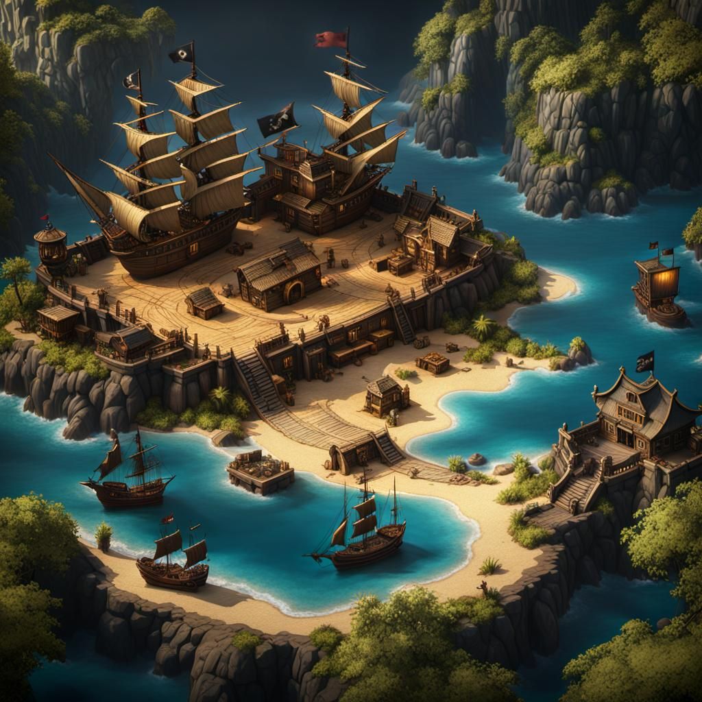 Detailed Pirate Treasure Map Concept Art