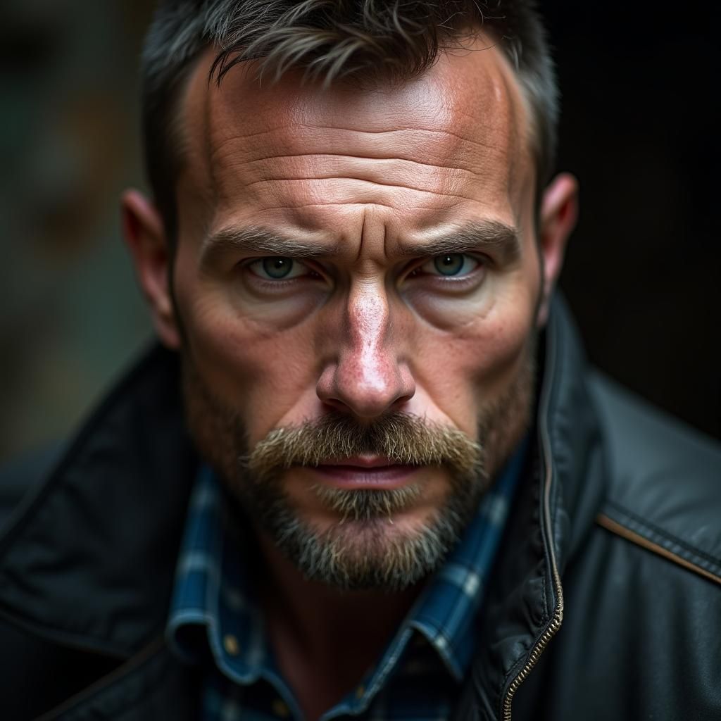 Striking Portrait of Rugged Man in Street Style