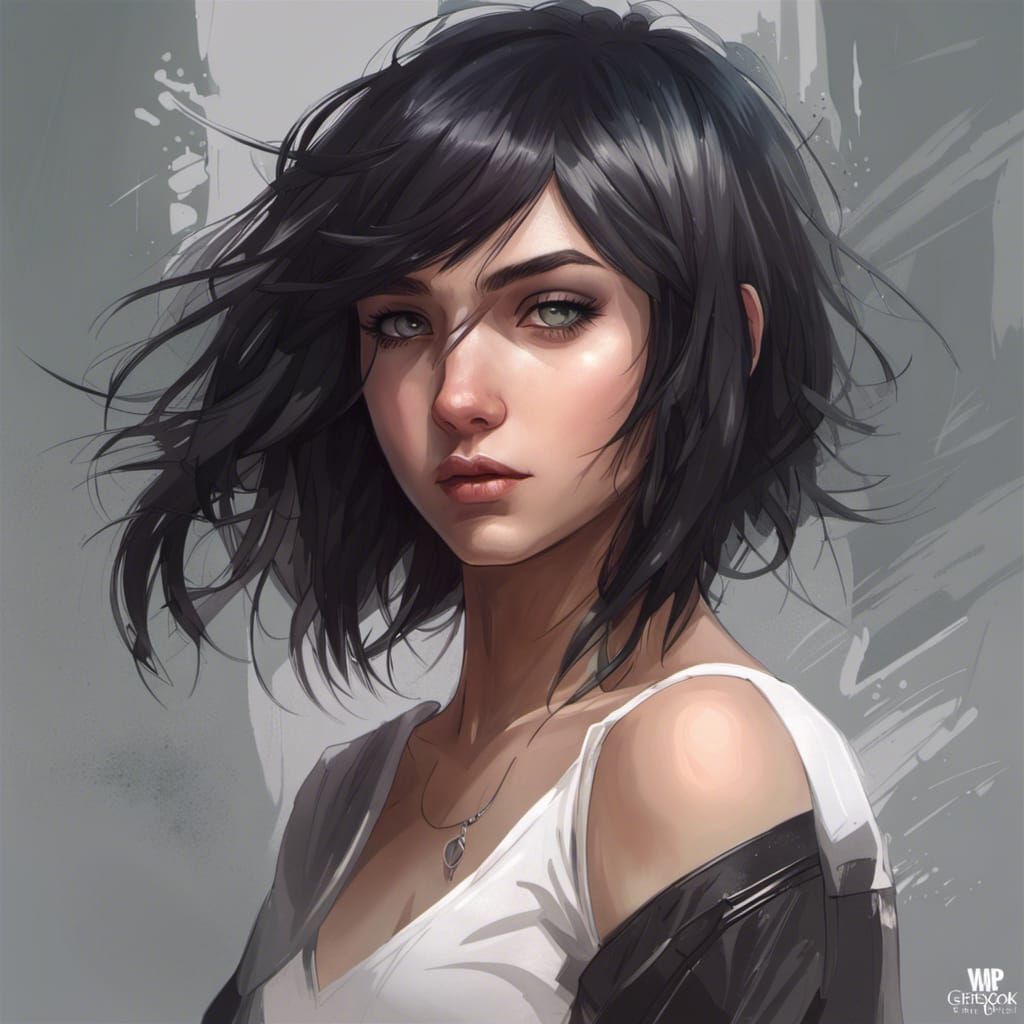 Emo Girl Portrait in Hyperdetailed Style