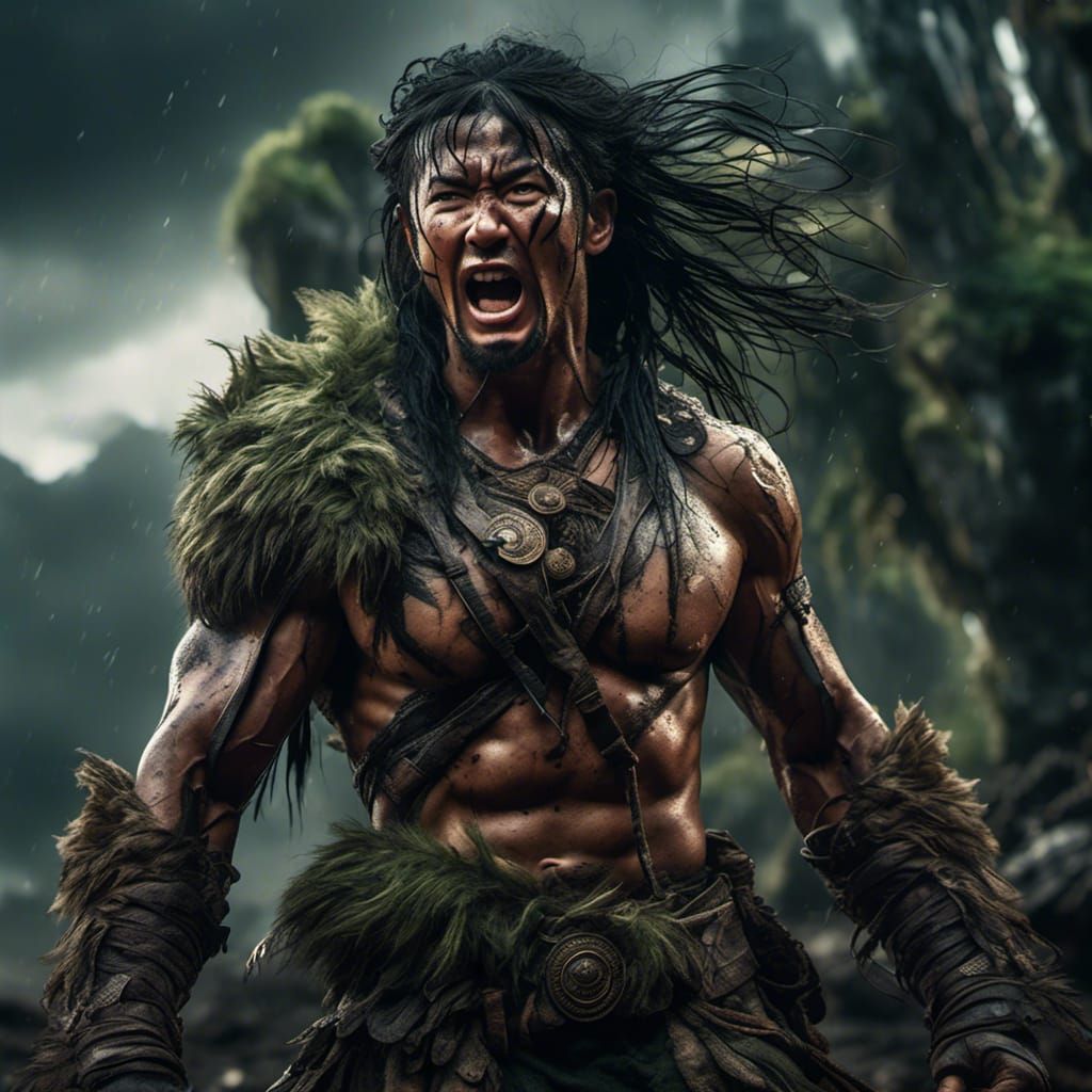 Exhausted Amazon Warrior in Hyperreal Style