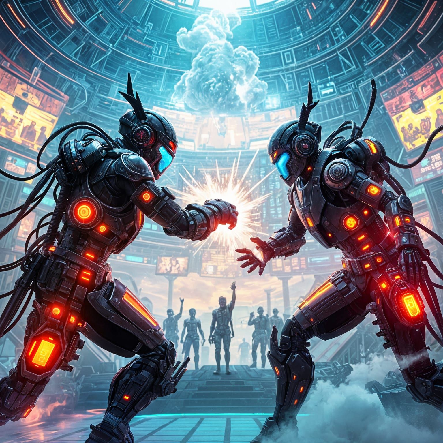 Surreal Futuristic Arena in Cyberpunk Style