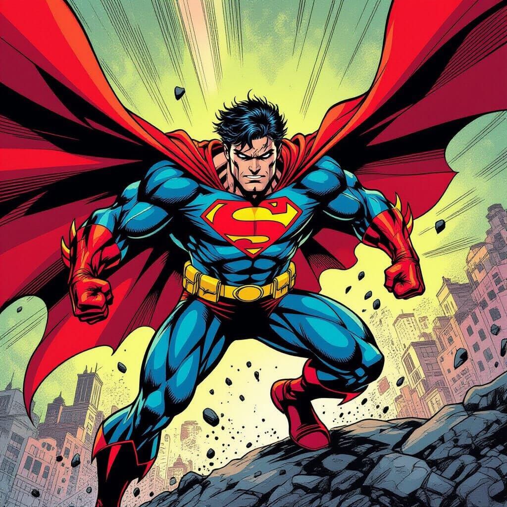 Dynamic Comic Book Style Illustration with Vivid Colors