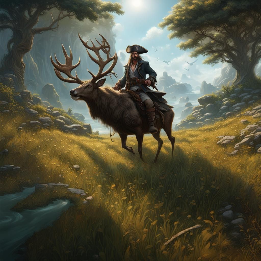 Pirate on Caribou: Fantasy Concept Art