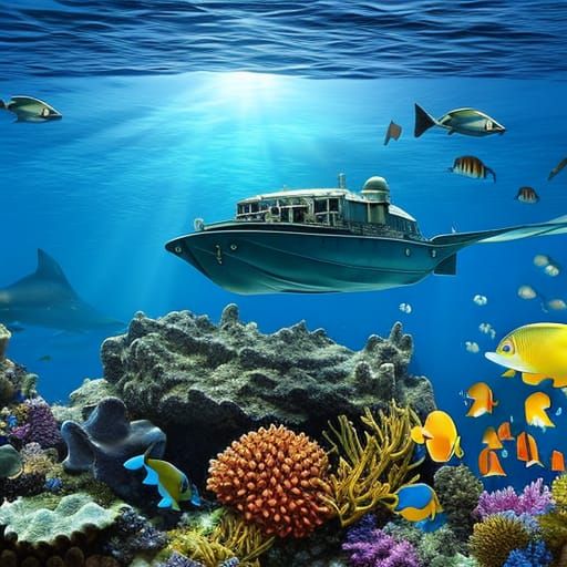 Hyperrealistic Submarine Scene in Elaborate Detail