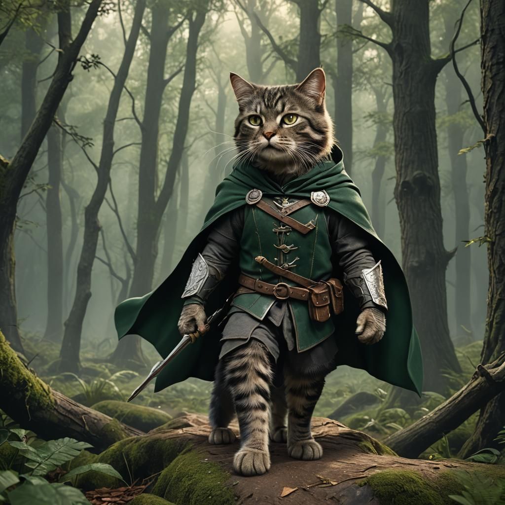 Aragorn as Hunter Cat in Forest, Octane Render