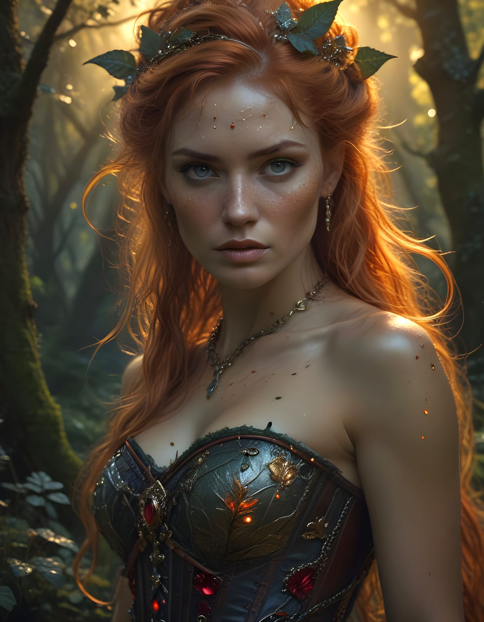 Ethereal Forest Goddess Queen in Hyperrealistic Portrait