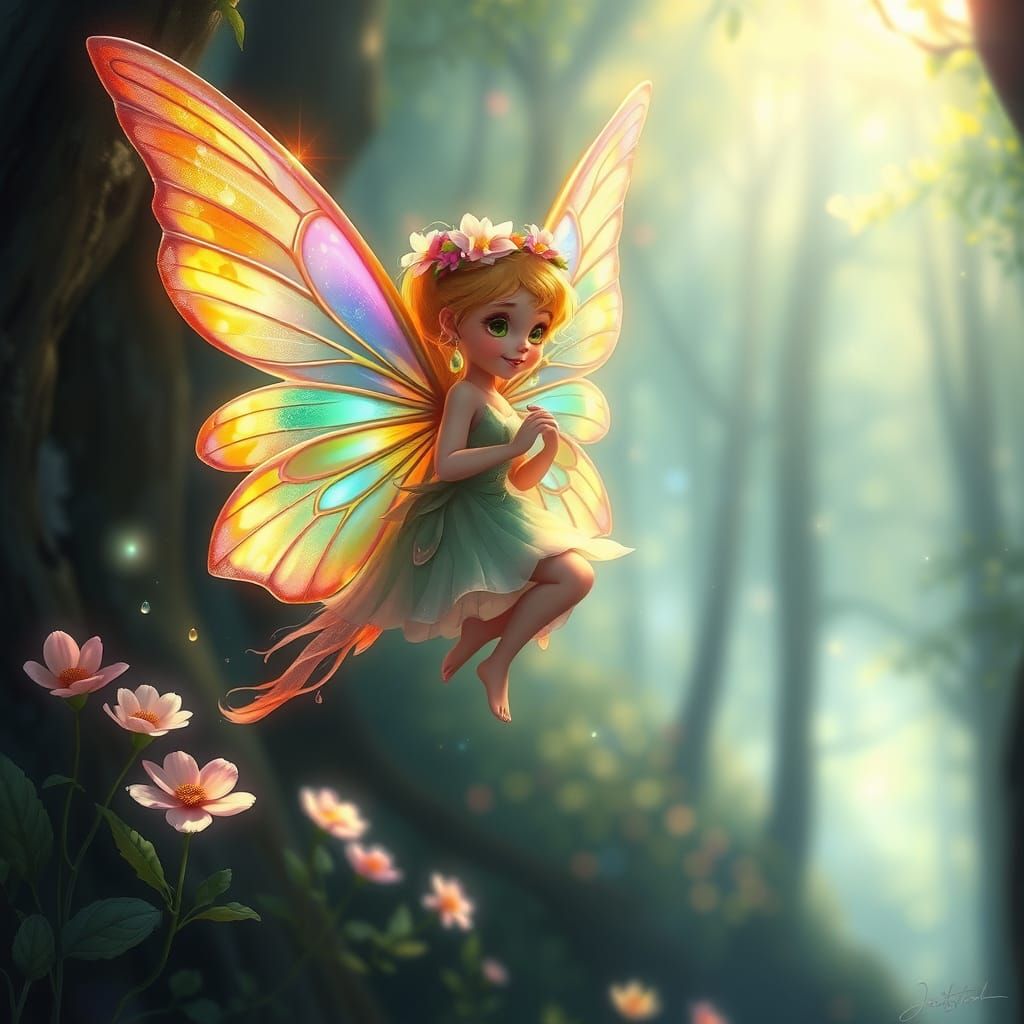 Enchanted Rainbow Fairy in Magical Forest