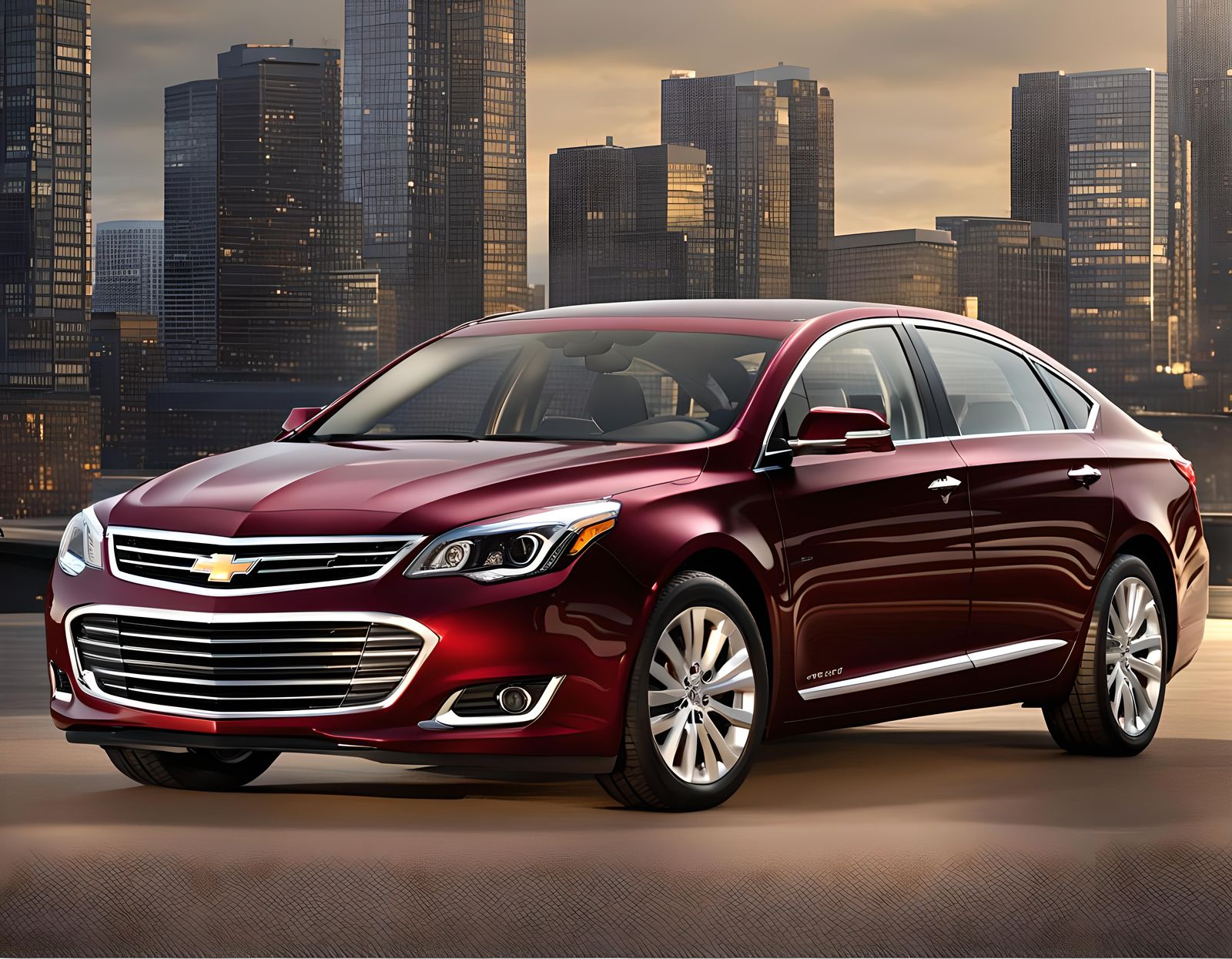 Burgundy Red 2013 Chevrolet Avalon 3D Render