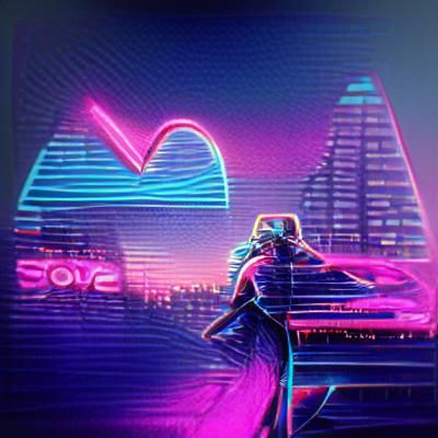 Retro Synthwave Neon Scene in Vibrant Colors