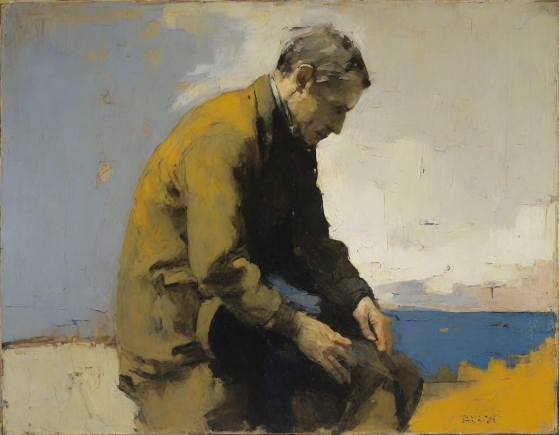 Impasto Oil Painting of Figure in Earthy Tones