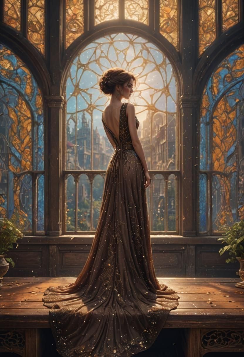 Woman in Sparkling Dress: Fantasy Concept Art