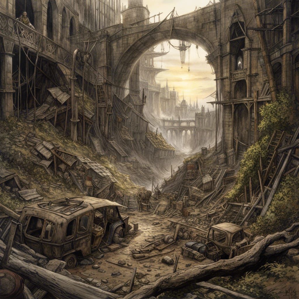 Post-Apocalyptic Landscape in Fantasy Art Style