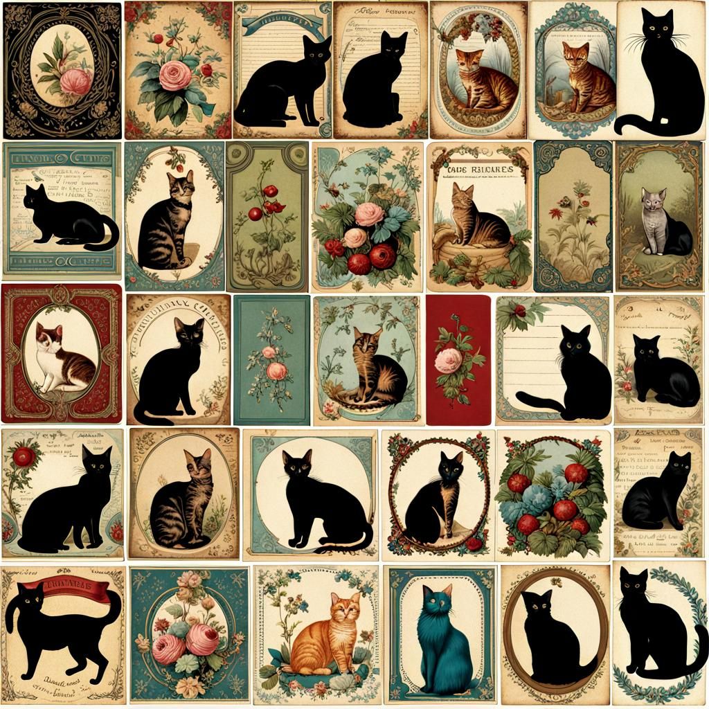 Victorian Cats Vintage Ephemera for Scrapbooking