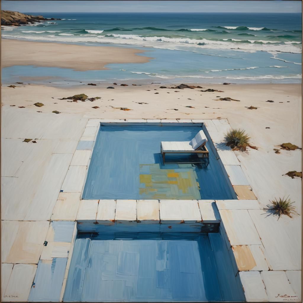 Mondrian-Inspired Beach House with Blue Pool