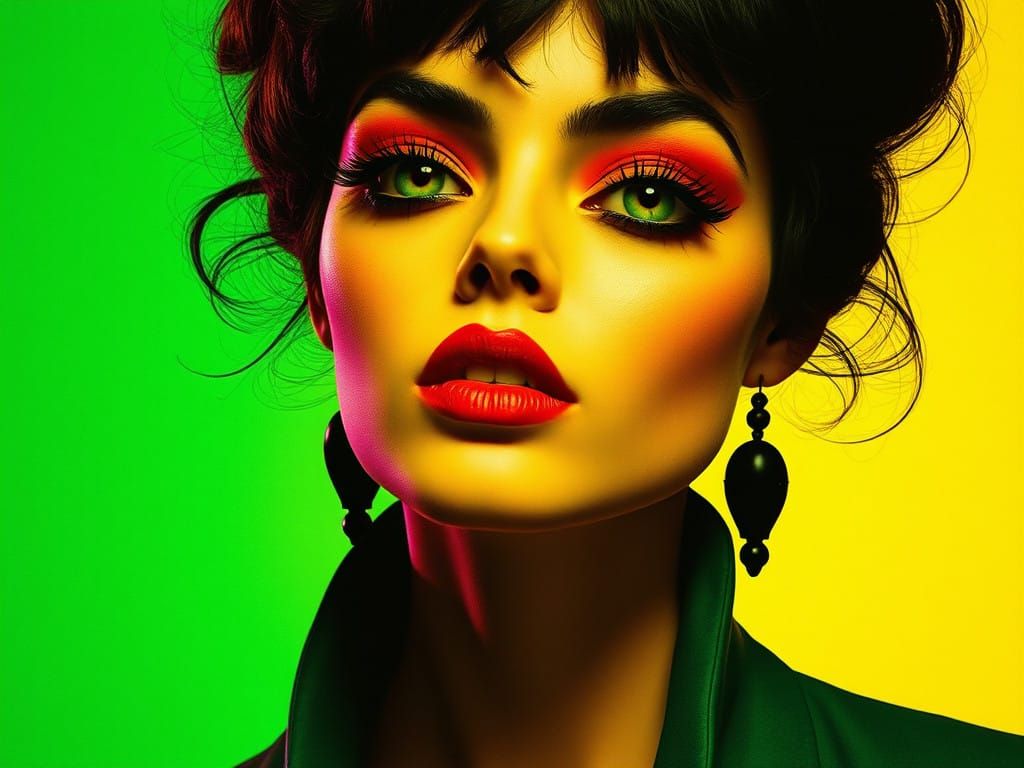 Psychedelic Green Yellow-Brown Film Polished Art