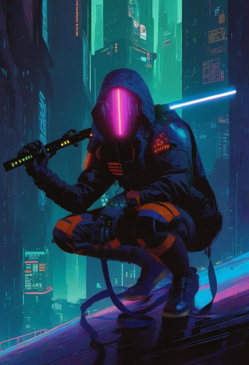 Cyberpunk Ninja in Gritty Cityscape