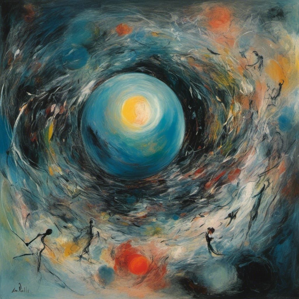 Glowing Orb in Mystical Void: Surreal Digital Art