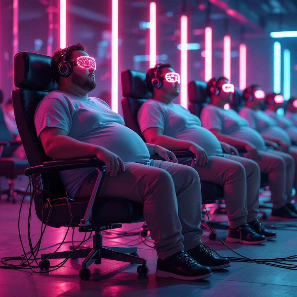 Cyberpunk Brain Connection in Artificial Light
