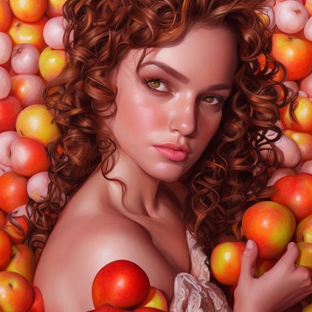 Detailed Portrait with Fruit Still Life