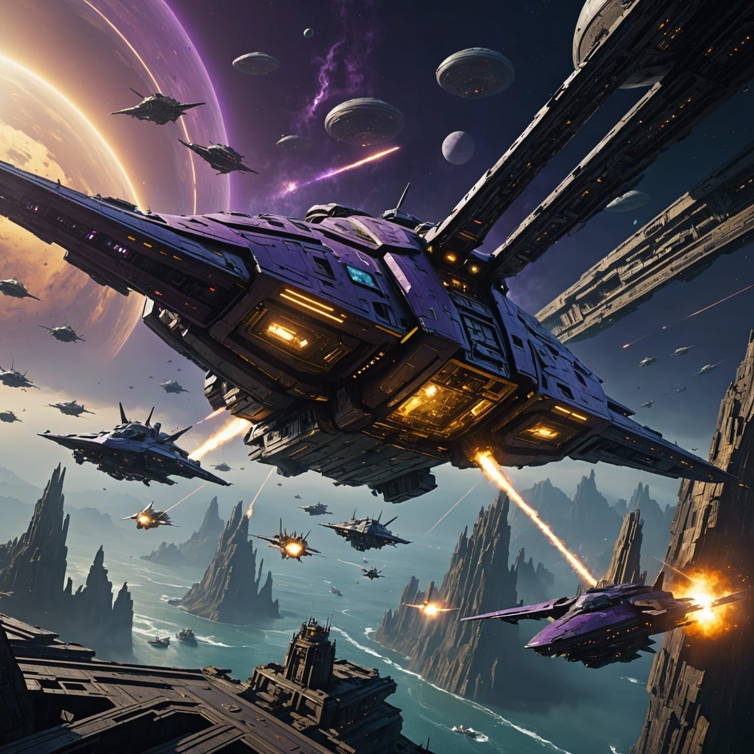 Epic Space Battle of Flying Warships in 8K