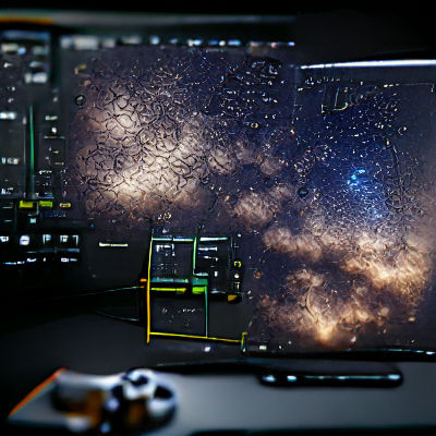 Distant Star Behind Microcircuits on a Screen