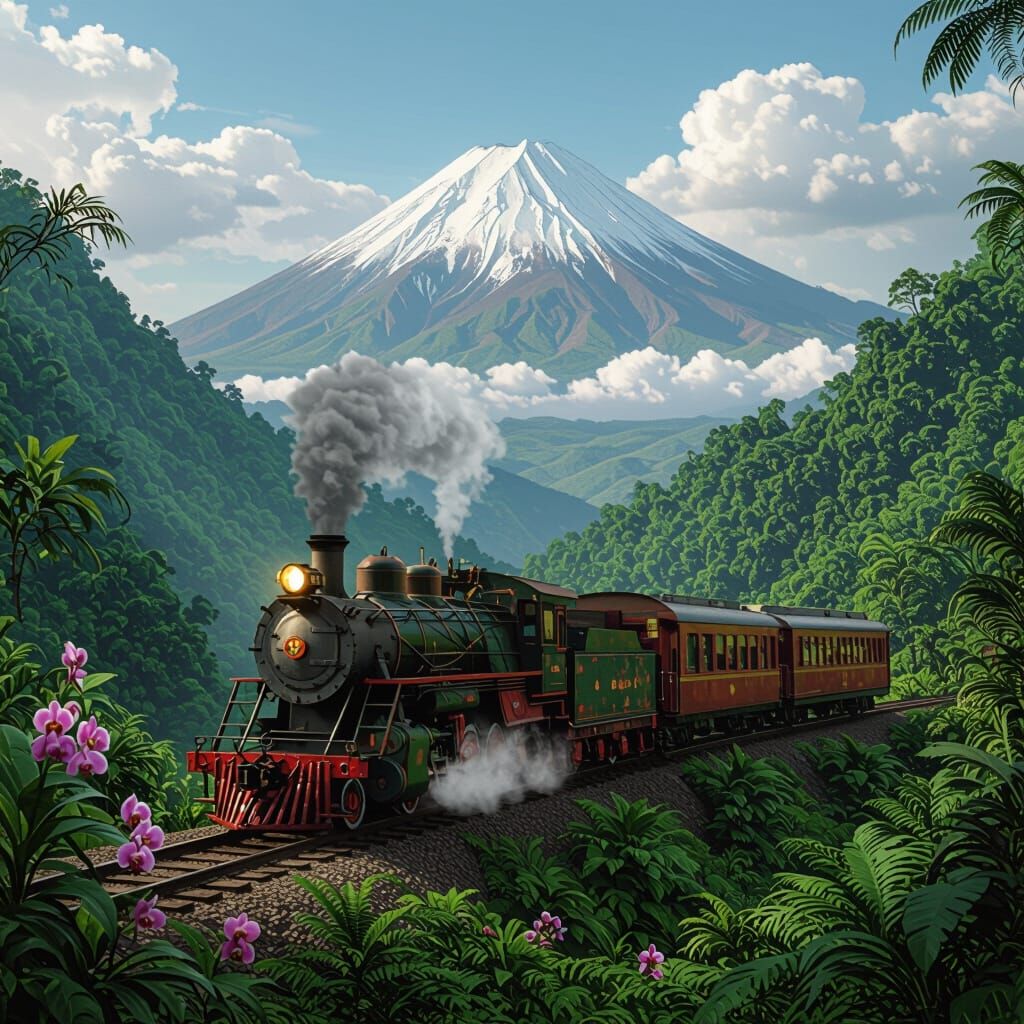 Mexican Highlands Train Journey in Cinematic Lighting