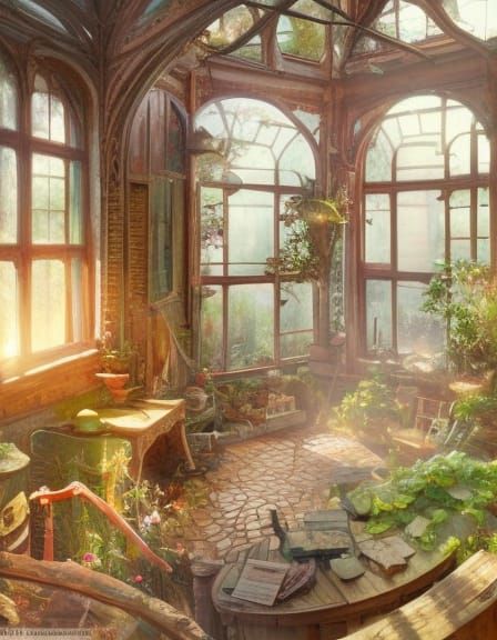 Beautiful Potting Shed Interior with Sun Rays