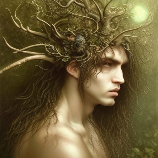 Ornate Forest Dryad Portrait in Ethereal Fantasy Style