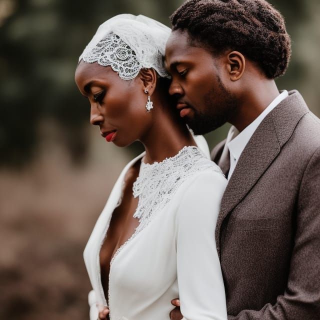Romantic Black Couple in 18th Century Clothing