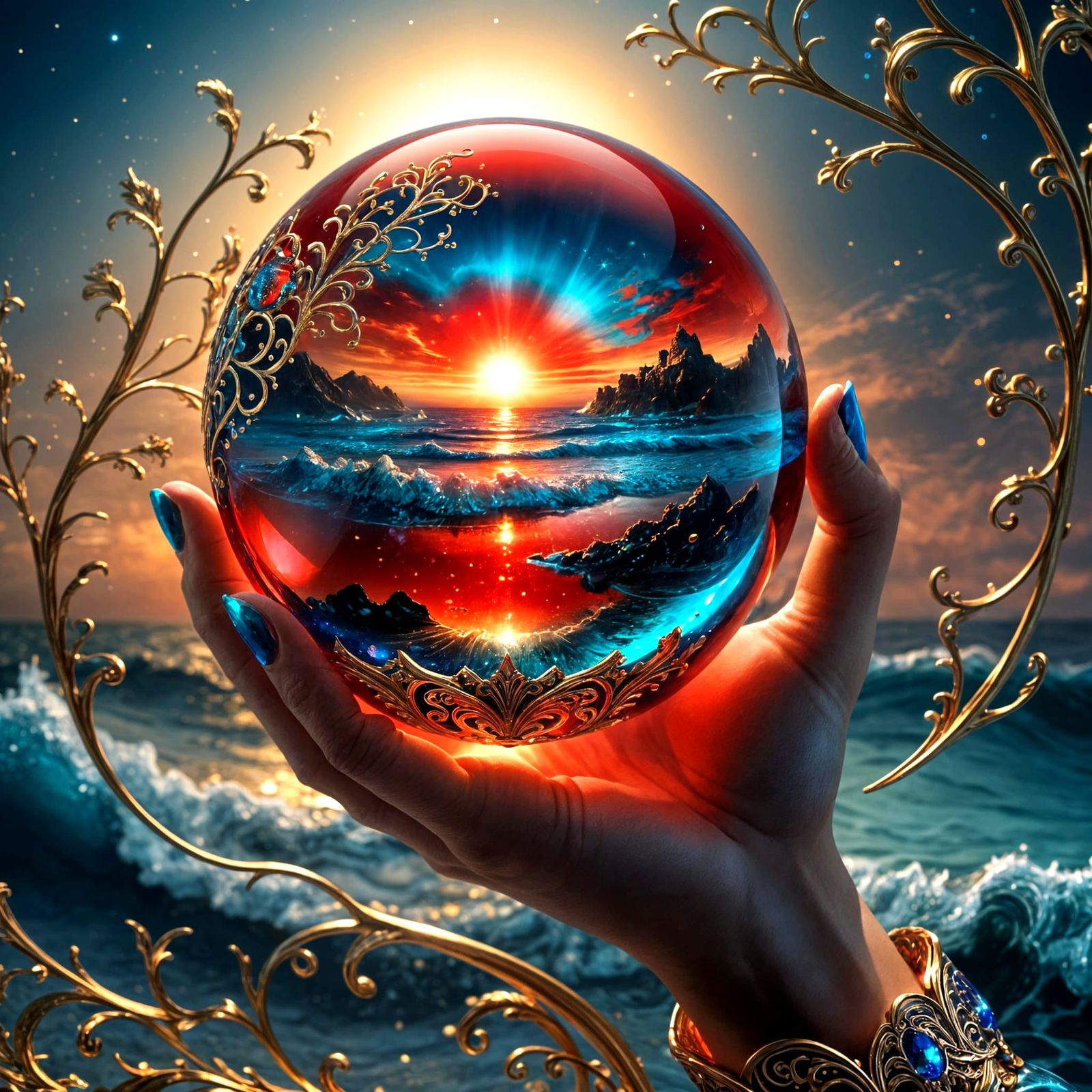 Ocean in Orb Held in Hand: Dreamlike Alcohol Ink