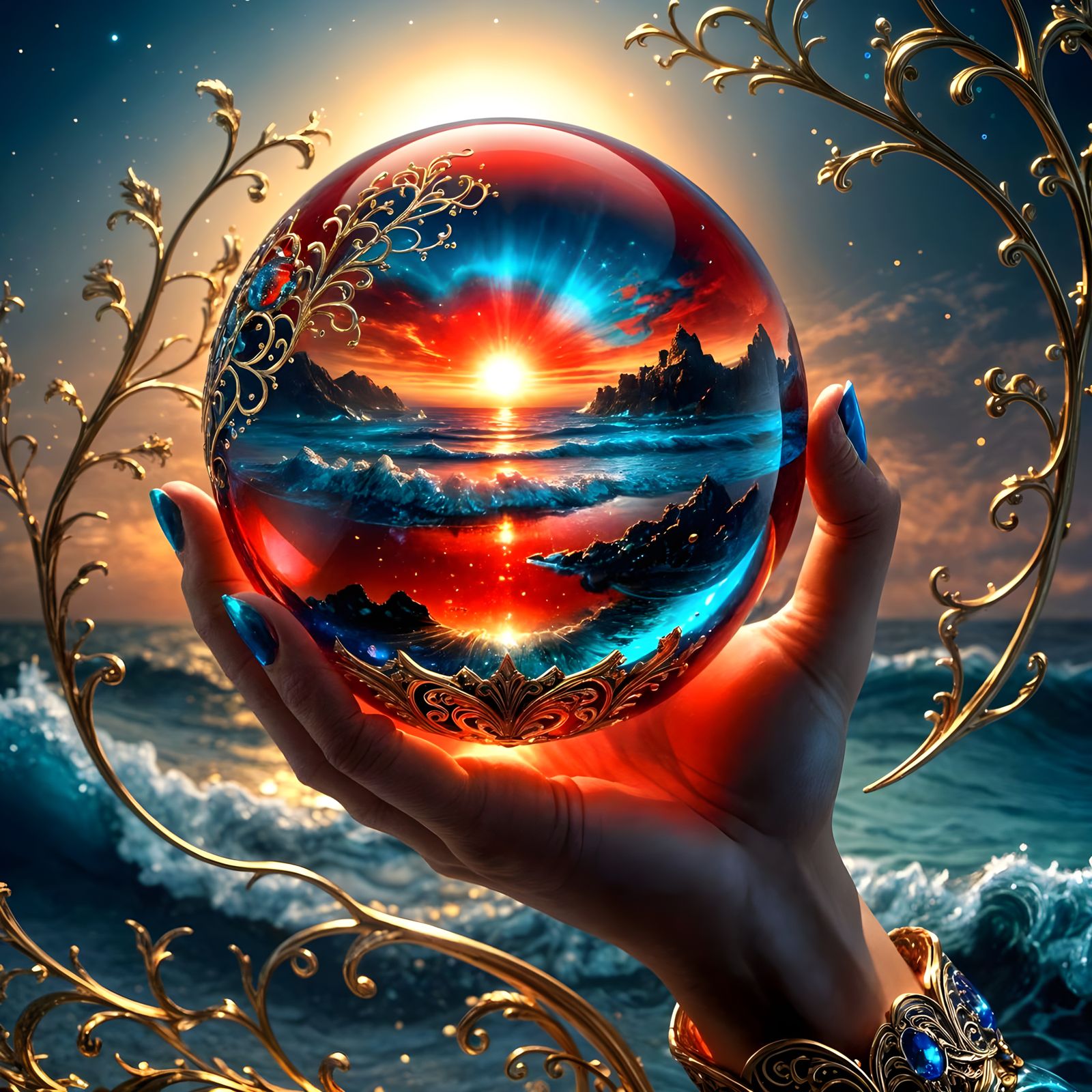 Ocean in Orb Held in Hand: Dreamlike Alcohol Ink