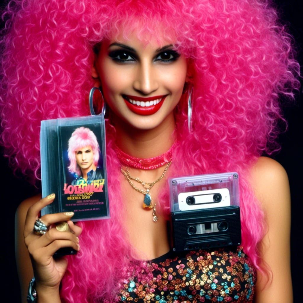 1980s Rock Star with Pink Hair