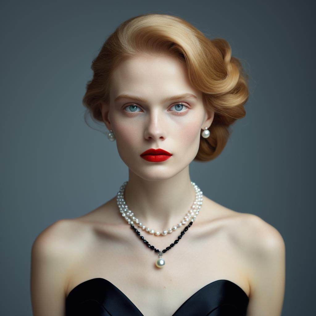 Elegant Woman in Black Wedding Dress, Fashion Photography