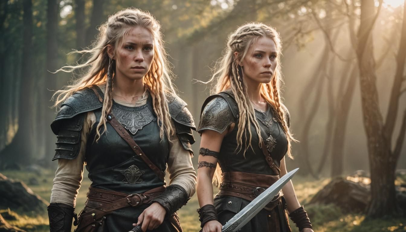 Viking Warrior with Sword in Sunlight